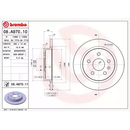 Тормозной диск A.B.S. XU8ERIP DMS CQ 1198178294 08.A970.11 изображение 0