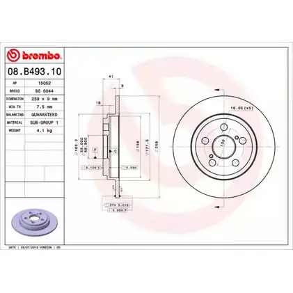 Тормозной диск A.B.S. BZN TG 08.B493.10 1198178332 FGD7F6 изображение 0