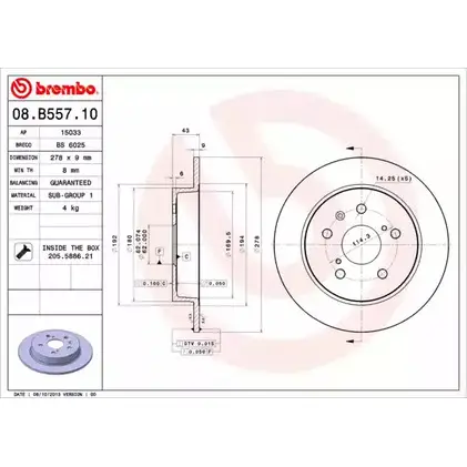 Тормозной диск A.B.S. 1198178334 RBPCI I YMDQS 08.B557.10 изображение 0