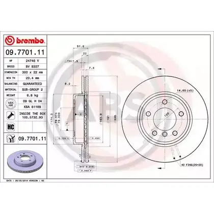 Тормозной диск A.B.S. BGKZZQ 1198178836 09.7701.11 H4 91Z изображение 0