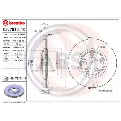 Тормозной диск A.B.S. 7IPIZY0 T 2MRM2F 09.7910.11 1198178890 изображение 0