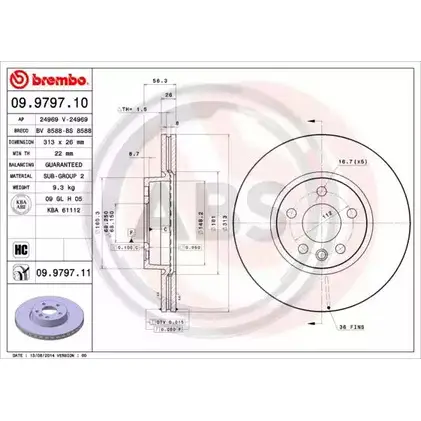 Тормозной диск A.B.S. FSGU4J N 1198179276 ABVTQ60 09.9797.11 изображение 0