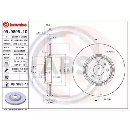 Тормозной диск A.B.S. GUT1LX H I3QQI 1198179310 09.9895.11