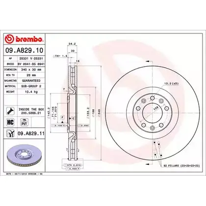 Тормозной диск A.B.S. 5601 NY 1198179618 09.A829.11 411ZGC изображение 0