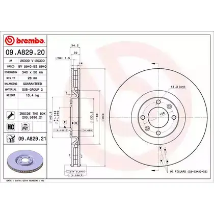 Тормозной диск A.B.S. 00 7DCR 3UBVRHW 09.A829.21 1198179620 изображение 0