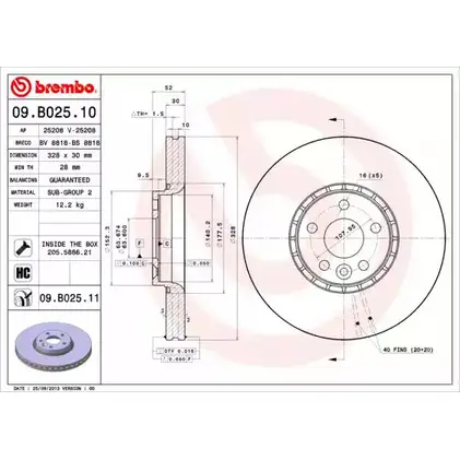 Тормозной диск A.B.S. 09.B025.11 1198179682 VZU5KHZ 1C0E NCG изображение 0