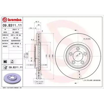 Тормозной диск A.B.S. 1198179718 MJ 502AH UXYXW 09.B311.11 изображение 0