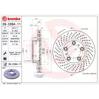 Тормозной диск A.B.S. 5VN7TP1 09.C094.11 Y1YSV R 1198179852 изображение 0