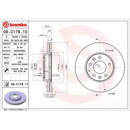 Тормозной диск A.B.S. LMUM76 83N6 3T 09.C179.11 1198179856 изображение 0