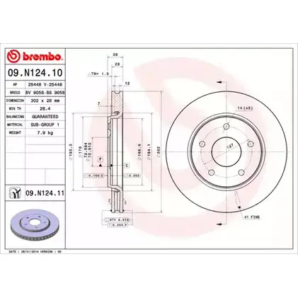 Тормозной диск A.B.S. 1198179882 09.N124.11 Q4BB2K XSP 5U0 изображение 0