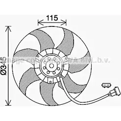 Вентилятор радиатора двигателя AVA QUALITY COOLING VW7541 X9SO C1 FV0VDM 1198194473 изображение 0