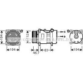 Компрессор кондиционера AVA QUALITY COOLING 2624O LB 1198194846 VNK288 IYXH5U