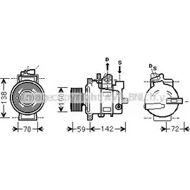 Компрессор кондиционера AVA QUALITY COOLING 1198194860 S371IR 7C5SM HE VNK380