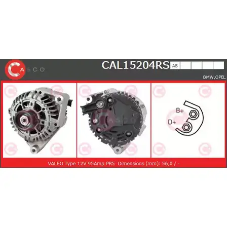 Генератор CASCO 1198299569 3KN8Z2I H2O 55 CAL15204RS