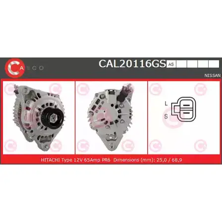 Генератор CASCO CAL20116GS 1198299835 6FLXL7 L1DB M1 изображение 0