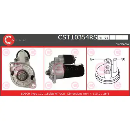 Стартер CASCO 1198301369 4JTZ QF IXDAOYE CST10354RS