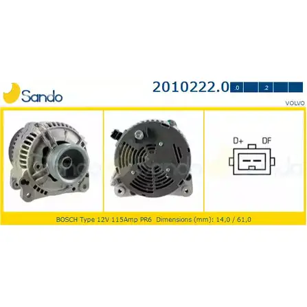 Генератор SANDO 2010222.0 R6JU 5 1198316758 2AZ30R