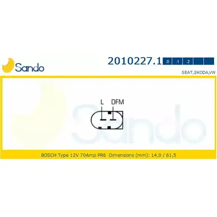 Генератор SANDO 2010227.1 1198316786 RNVOZD AU 058EQ