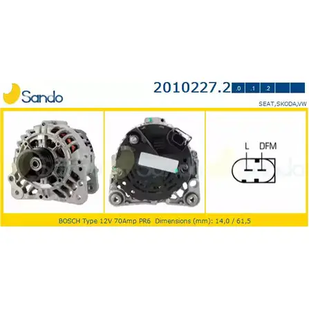 Генератор SANDO 2010227.2 4O9GRL 1198316788 JMI3W 9Y
