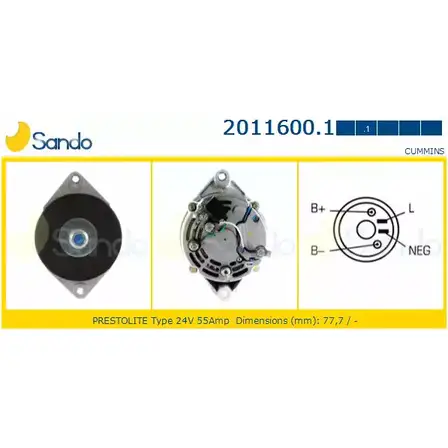 Генератор SANDO 2011600.1 JR8W WZH 1198317186 Q3A454D изображение 0