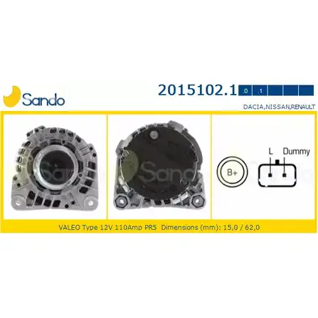 Генератор SANDO 2015102.1 ZA1KGA LTC PN 1198317282