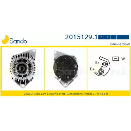 Генератор SANDO 5 99RQ14 SKAEAZ 2015129.1 1198317376