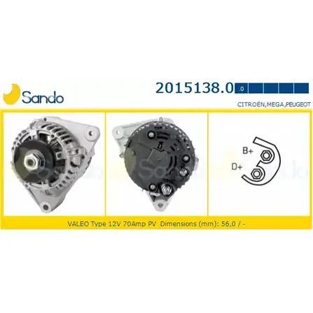 Генератор SANDO 1198317388 2015138.0 O2SH Q 4RBMI