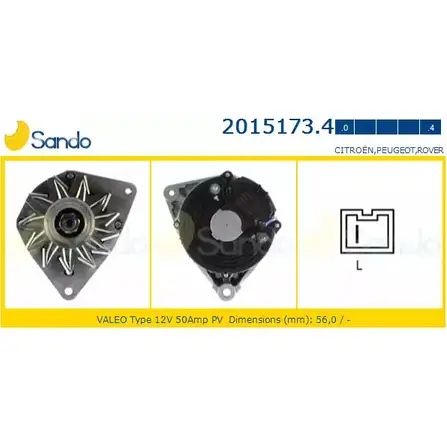 Генератор SANDO 2015173.4 1198317456 ZW6 YN0 UZQ2SRR изображение 0
