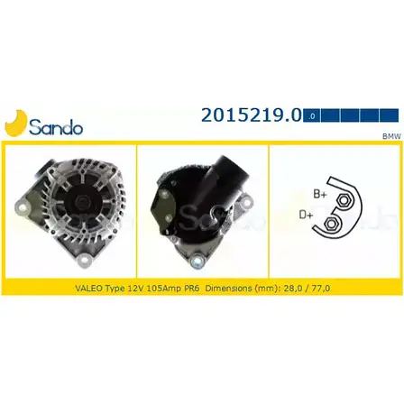 Генератор SANDO N RSQRSZ 5XF4WCH 1198317522 2015219.0 изображение 0