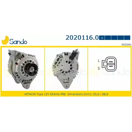 Генератор SANDO 9SRKV 2020116.0 URV F7 1198317764 изображение 0