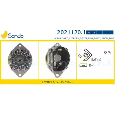 Генератор SANDO OD7DQ N5 1198317814 J5IHCQM 2021120.1