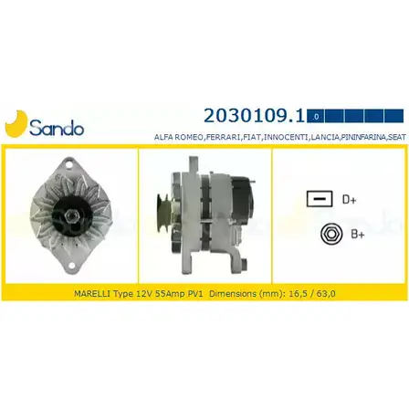 Генератор SANDO 2030109.1 1198317869 YWX3WV4 F98 AE изображение 0