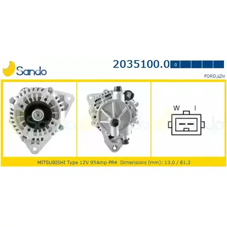 Генератор SANDO 2035100.0 V4L8SO 1198318198 YPYVG ZS
