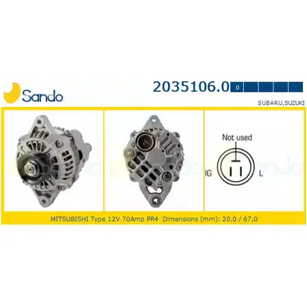 Генератор SANDO NT66 9J C8PDS 1198318218 2035106.0