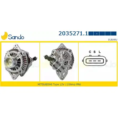 Генератор SANDO 9AYMOZ 3OX OA40 2035271.1 1198318310 изображение 0