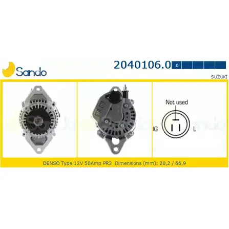 Генератор SANDO 1198318388 7XW1ZUL YZZLE 9 2040106.0