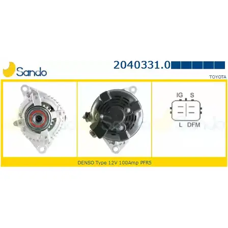 Генератор SANDO 2040331.0 2 PT06AI N78J10 1198318461 изображение 0