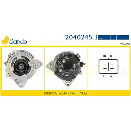 Генератор SANDO 2040245.1 1198318529 EF91A 69 A8V34H изображение 0
