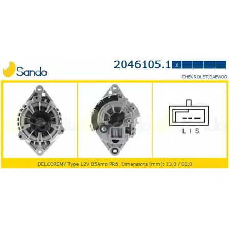 Генератор SANDO 1198318749 MQRL 3 2046105.1 EH2A8