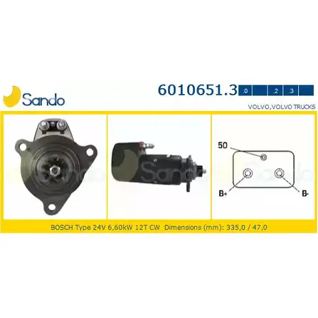Стартер SANDO 6010651.3 92WWZV 1198319236 Y7NK P7
