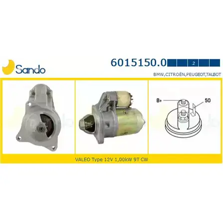 Стартер SANDO 6015150.0 K 3RBIE 1198319419 40V5RW изображение 0