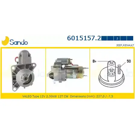 Стартер SANDO 6015157.2 6 TSLYR SQUZYAW 1198319428