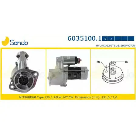 Стартер SANDO E PW54F3 3I5NB 1198319878 6035100.1