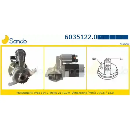 Стартер SANDO R0K A28 1198319896 6035122.0 5TW1N