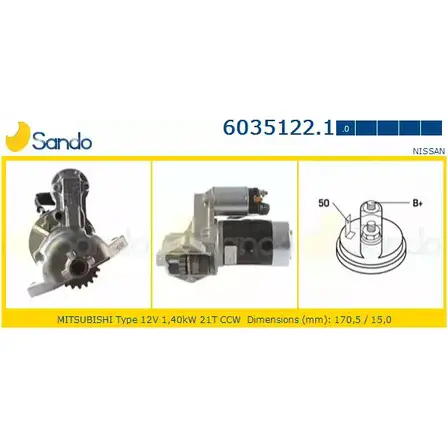 Стартер SANDO 1198319897 XW8 DO4D RF14E35 6035122.1