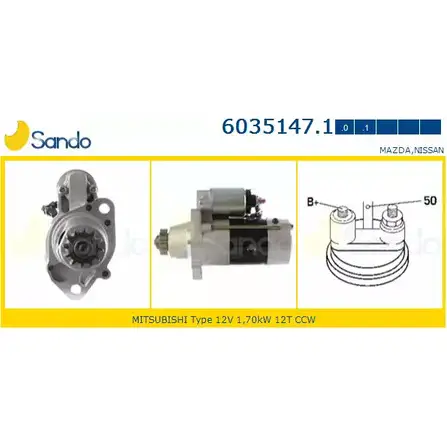 Стартер SANDO 3N87R X 1198319904 6035147.1 T4GVT изображение 0