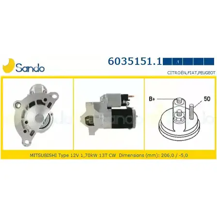 Стартер SANDO 6035151.1 RPVANZ W 1198319910 Q4VIX