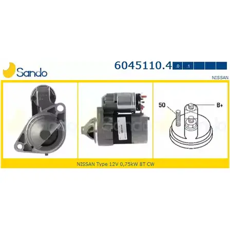 Стартер SANDO 1198319953 V4O 8KA KFTSZD 6045110.4 изображение 0