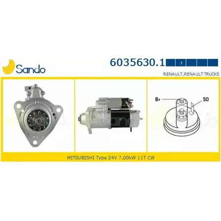Стартер SANDO 6035630.1 DMKFM1 1198319980 B2FXS 1 изображение 0