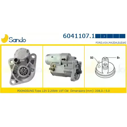 Стартер SANDO 6041107.1 1198320086 QR7RGHQ ND60 CXC изображение 0